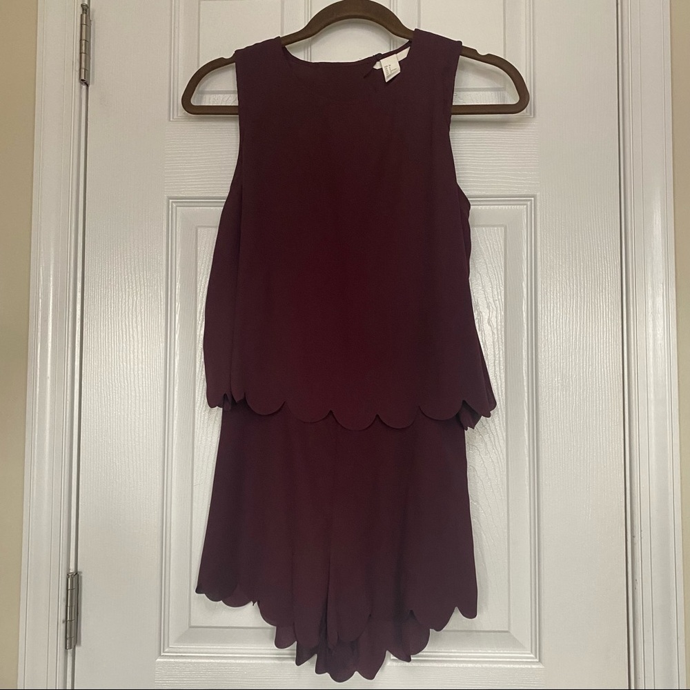 Burgundy Romper with Open Back